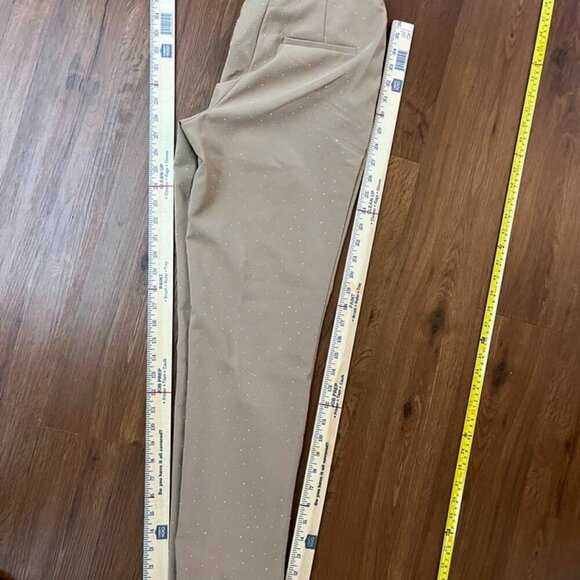 Rachel Zoe Rhinestone Dot Slim Pants Camel Tan Size 4 Sparkle Embellished Glam - Picture 12 of 16